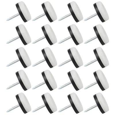 20Pcs / Set 28mm Diameter Thickened Furniture Nail-on Sliders Pads Floor Protector for Chair Table Sofa Feet Protecting Wooden Floor