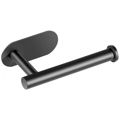 16 cm papirrulleholder til køkken og badeværelse uden boremontering, rustfrit stål, rulleholder til toiletpapir - Sort