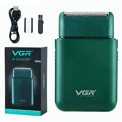 Rasoir Électrique Portable VGR V-390 pour Homme Étanche Rasoir Rechargeable USB Mini - Vert