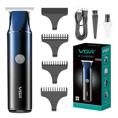 VGR V-986 Digitalanzeige Professioneller Haarschneider USB Wiederaufladbar Kabelloser Haarschneider für Zuhause / Salon - Blau