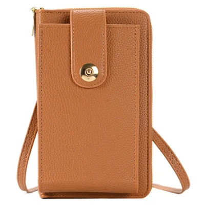 Bolsa Multifuncional para Cinturón con Compartimento para Teléfono, Bolsa Cruzada de Cuero PU con Múltiples Ranuras para Tarjetas, para Mujer - Marrón