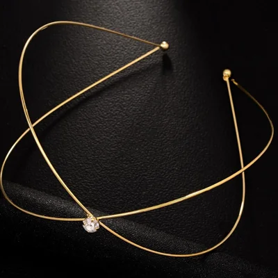 Vintage Hair Hoop for Women Shiny Rhinestone Decor Cross Design Headband Hair Accessories - Gold