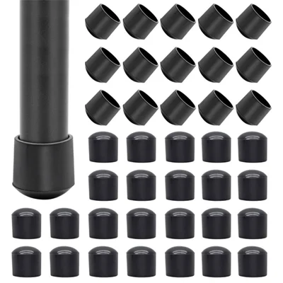 40Pcs 16mm Round Floor Protector Pads PVC Furniture Leg Covers Non-Slip Chair Leg End Cap Cover Reduce Noise Table Feet Cap - Black