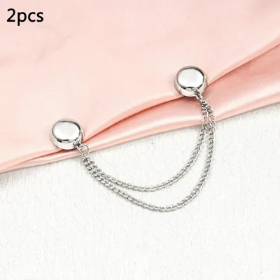 2PCS Magnetic Trouser Hem Clips Anti Drag Strong Magnet Pants Shortener No Sew Adjustable Cuffs - Silver