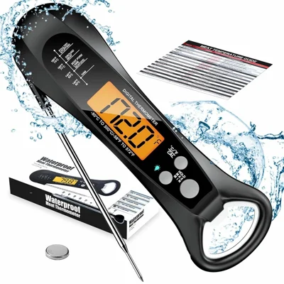 Köksdigital mattermometer vikbar sond vattentät digitaltermometer för BBQ-lagning - Svart