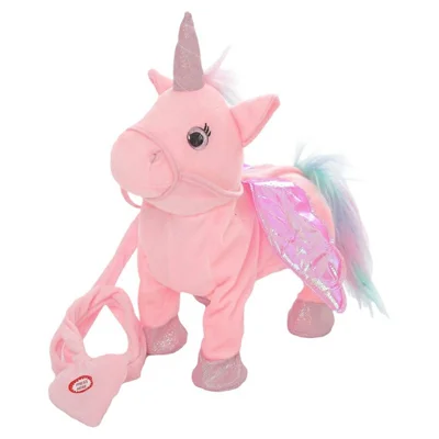 Unicorno Elettrico che Cammina, Giocattolo Morbido a Forma di Cavallo che Canta con Telecomando - Rosa