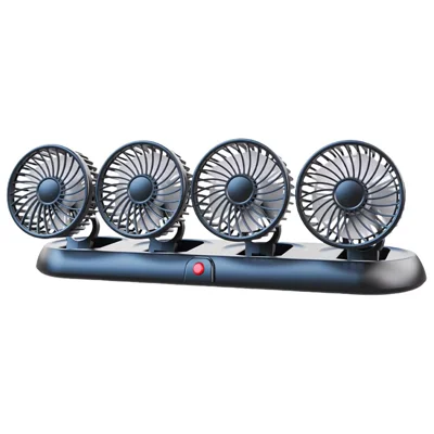 Four Head Folding Car Fan 360 Degree Rotation Auto Dashboard Cooling Fan for Vehicle Use - White  /  5V USB Port
