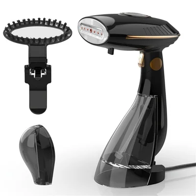 1500W Portable Steam Iron Dry / Wet Dual Use Handheld Folding Garment Steamer with 168ml Water Tank, EU Plug - Black