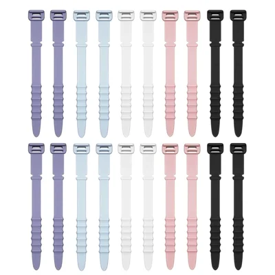 20Pcs Mix Color Silicone Phone Data Cable Winder Data Cord Holder Strap Organizer Cable Tie - Five Colors