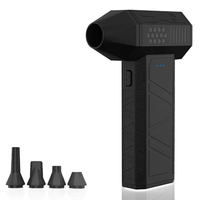 X3 Mini Turbo Fan 110000RPM Electric Air Blower Car Keyboard Cleaning Tool with 4 Nozzles - Black