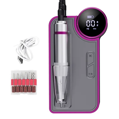 BLUEQUE BQ-109 Elektrische Nagelfräse 35000U/min Tragbare Akku-Maniküre-Feile Werkzeug-Set - Silber