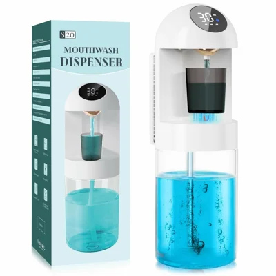 Distributeur automatique de bain de bouche 2000 mAh, capteur infrarouge, 3 modes, 600 ml, dispositif mural d'hygiène buccale pour usage domestique - Blanc