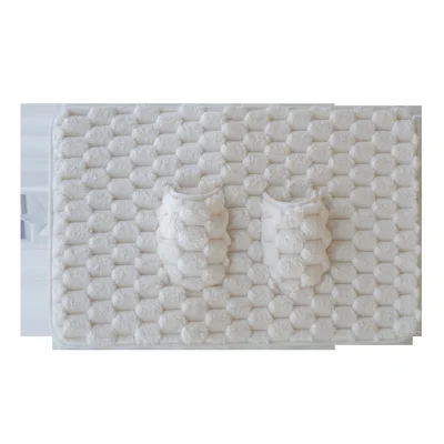 40x60 cm Memory Foam Badematte Bionisches Fußtrocknungs-Design rutschfeste Badezimmermatte 35 mm dick – Beige