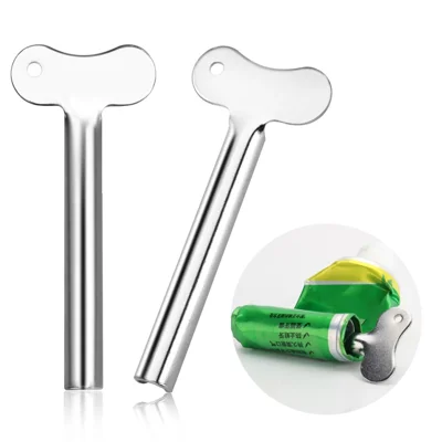 2Stück Zahnpasta-Rollerpresse aus Edelstahl für Zahnpasta, kosmetische Öle, Cremes und Farben