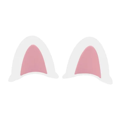 1 Pair 6cm x 5cm Cat Ears Helmet Decoration Safety Hat Attachment for Motorcycle Electric Scooter - White+Pink