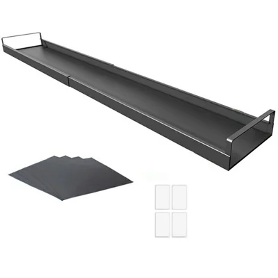 Extendable Magnetic Stove Top Shelf 16-30 Inch Steel Stovetop Organizer Rack for Kitchen Spice Storage - Black