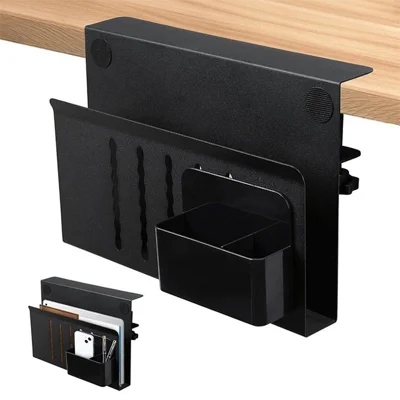 Range-câbles de bureau avec support d'ordinateur portable, organisateur latéral avec porte-stylo, fixation par pince sans perçage pour bureau