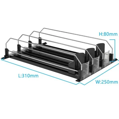 Organizador de Bebidas para Nevera de 310 mm y 3 Filas, Riel Deslizante con Resorte de Empuje Automático, Dispensador de Bebidas Automático para Almacenamiento de Latas - Negro