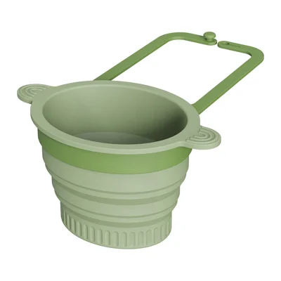 Kitchen Sink Filter Basket Foldable Collapsible Silicone Strainer Food Waste Collector Drain Basket - Green