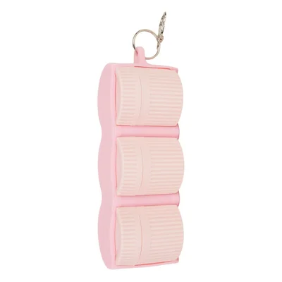 1 Set 50ml Silicone Pill Organizer Box Portable Medicine Case with Detachable Bottles for Travel (FDA Certified, BPA-Free) - Pink