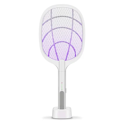 947 2 in 1 Electric Mosquito Fly Swatter 3000V Rechargeable Fly Trap Bug Zapper with Base Stand for Home