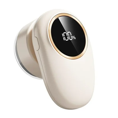 M1 Removedor Digital de Pelusas con Pantalla LCD, Cabezal de 6 Cuchillas, Recargable por USB Tipo C, para Ropa en Casa - Blanco