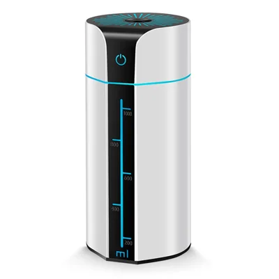 KS-800 1000 ml Luchtbevochtiger voor op het Bureau 50 ml/u 20 uur gebruikstijd Kleurrijke LED Nano Luchtnevelverdeler voor Slaapkamer en Kantoor - Wit
