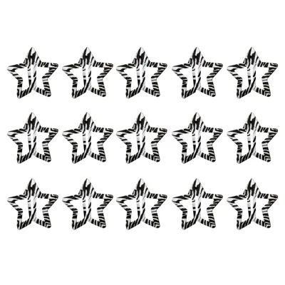 15Pcs / Set 3cm Zebra Stripes / Leopard Pattern Hollow Star Hair Clips Metal Snap Clips for Kids Girls Barrettes - Thick Zebra Stripes