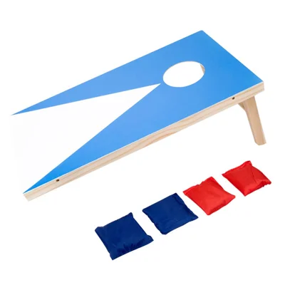 60x29x20cm Large Size Wooden Cornhole Bean Bag Toss Game Set 4Pcs Bags Telescopic Throwing Platform Game Set for Kids Adults Indoor Outdoor - Blue