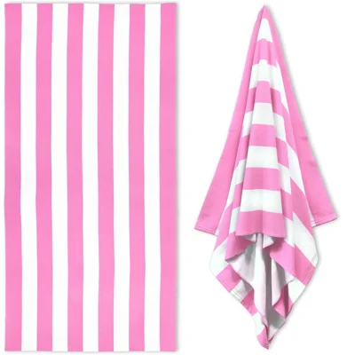 90x180cm Single Side Stripe Microfiber Beach Towel Absorbent Sports Towel Swimming Shawl for Pool Beach - Pink