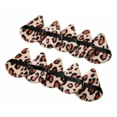 10 Unidades de Puff Triangular com Estampa de Leopardo, Esponja Multifuncional para Maquilhagem, Ferramenta Facial Reutilizável