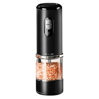 Moulin à assaisonnement électrique, moulin à poivre et sel à une touche, outil de mouture rechargeable pour cuisine - Noir