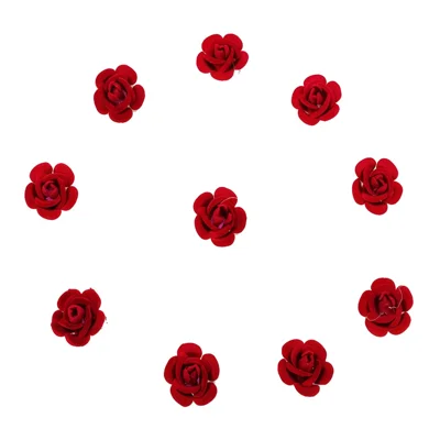 10Pcs Red Rose Hair Clips Dreadlock Hair Accessories Mini Flower Hair Clamps for Braids DIY - Red