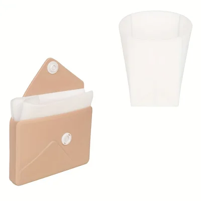 Gobelet en silicone pliable de 250 ml, tasse pliable portable pour voyager avec étui de rangement pour camping en plein air (sans BPA, certifié FDA / LFGB) - Café clair