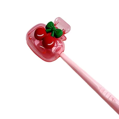 Portaspazzolino a Forma di Ciliegia con Fiocco Carino, Copertura Protettiva Antipolvere, Organizzatore per Bagno - Rosa