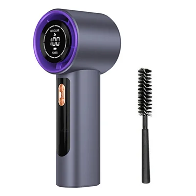 Ventilador de mano con pantalla LED, carga Type-C 3000mAh, 100 niveles de velocidad, ventilador portátil mini de alta velocidad para enfriamiento en verano - Gris