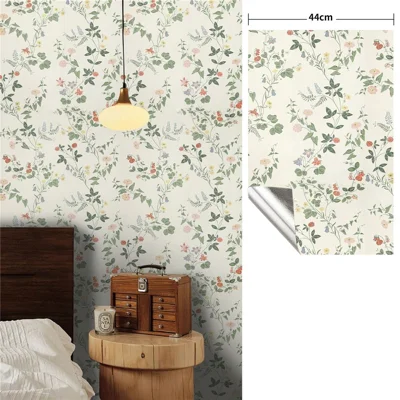 44x500cm Vintage Floral selbstklebende Tapete abnehmbare Wandsticker für TV-Hintergrundwand Möbel Schrank DIY - PH13-009