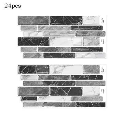 24Pcs 24,6x12x0,12cm 3D Plak-en-klaar Wandtegels Zelfklevende Waterdichte Wandsticker voor Keuken Badkamer - D-HTP02