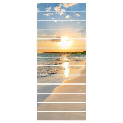 13 stuks 18x100 cm Trapsticker Strand Zonsondergang Thema Waterdichte PVC Trapbeschermer voor Huisdecoratie - LT-063