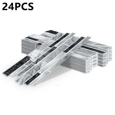 XY-HTP 24 stuks 24,6x12 cm Plakken en Klaar Marmeren Mozaïek Wandtegels Zelfklevende Wandsticker Waterdicht Zelfklevend voor Keuken en Badkamer - XY-HTP01