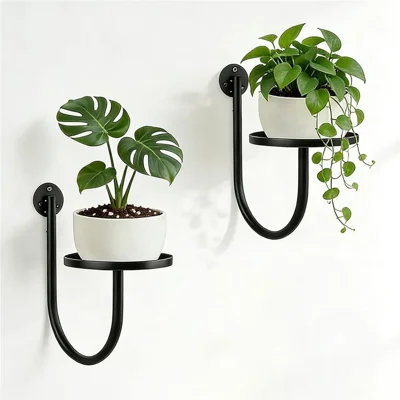 2Pcs 10x6.7x5.5inch Wall Mounted Plant Shelf Hanging Planter Holder Metal Bracket for Indoor Decor (Without Flowerpot)