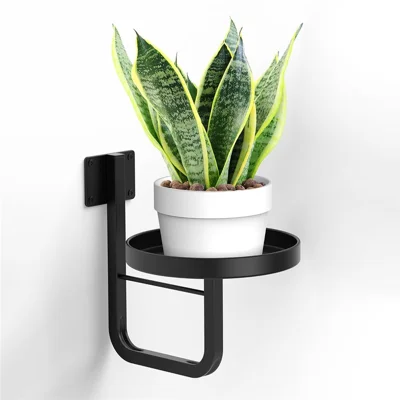 Wall-Mounted Plant Shelf Metal Hanging Plant Holder Indoor Outdoor Flower Pot Stand (Without Flowerpot)