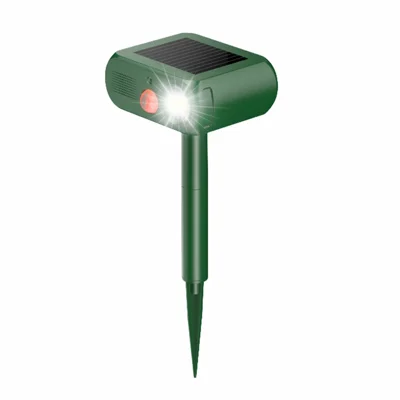 Répulsif Solaire Ultrasonique pour Animaux, 4 Modes, Capteur de Mouvement Infrarouge, Lumière Stroboscopique LED, Appareil Répulsif Étanche IP65 pour Jardin Extérieur - Vert Armée