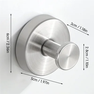 Stainless Steel Suction Cup Wall Hooks Wall Mounted No Drill Bathroom Kitchen Towel Hanger - Silver