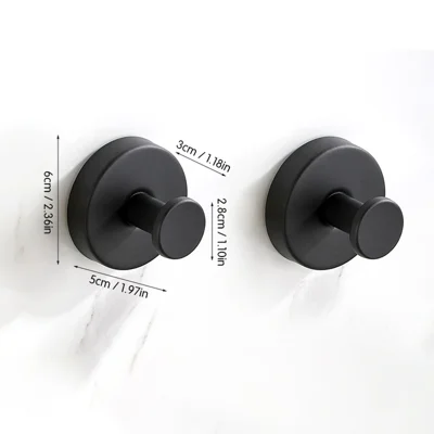 2 Pezzi Ganci a Ventosa in Acciaio Inossidabile Ganci da Parete senza Foratura Appenditutto per Bagno Cucina - Nero