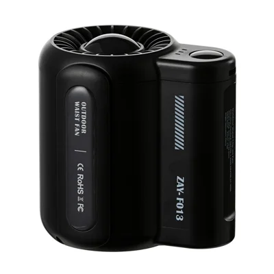 F013 Portable Mini USB Rechargeable Cooling Fan Summer Handheld Belt Hanging Clip Fan (CE Certified) - Black
