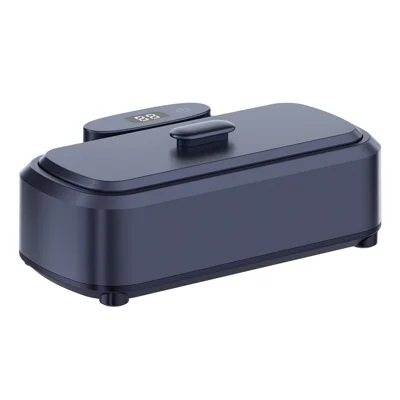 RA-975 350ml Limpeza Ultrassónica de Grande Capacidade 48KHz com Esterilização UV, 3 Modos Temporizados, Máquina de Limpeza Doméstica para Óculos, Jóias - Azul Escuro / Tomada UE