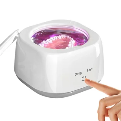 RA-960 250mL Limpeza Ultrassónica 48kHz Estérilizador UV Máquina de Limpeza Doméstica para Próteses, Jóias, Dentaduras - Branco / Tomada UE