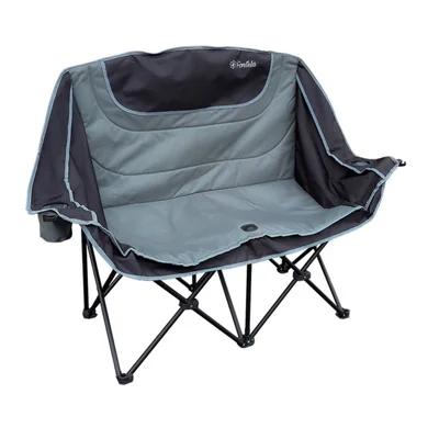 Silla plegable para exteriores para 2 personas, silla de sofá doble portátil, silla de camping acolchada con algodón con portavasos doble