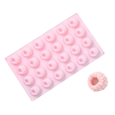 Molde de Silicona para 24 Cuadrículas de Frambuesa JSC4540, Molde Antiadherente de Grado Alimenticio para Hacer Pastel de Mousse, Chocolate (Sin BPA, No Certificado por la FDA) - Rosa